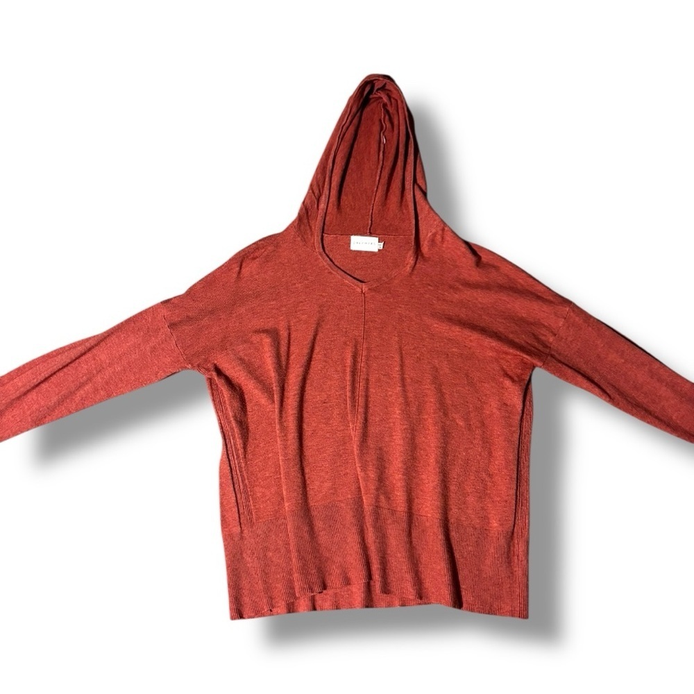 Dreamers Cozy Super Soft Long Sleeve V Neck Rust Hoodie - Picture 7 of 15